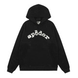 Foreign trade American-style trendy brand sp555der spider web rhinestone letter fleece hoodie unisex sweatshirt and pants