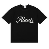 25ss cross-border European and American trendy brand RHUDE character, coconut tree, and letter print American style short-sleeve T-shirt, unisex