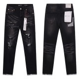 Cross-border European and American Purple Brand denim shorts, washed and distressed vintage splatter-paint denim pants for men