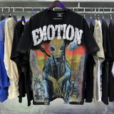 MIXED EMOTION High-Quality Fashionable High-Street Angel Rhinestone Vintage Loose-Fit Short-Sleeve Full-Print Unisex T-Shirt