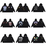 25ss American fashion high street OFF series autumn and winter OW arrow stripe trendy casual unisex loose hooded sweatshirt
