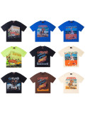 Cross-border American fashion Godspeed new American street hip-hop pure cotton vintage distressed casual versatile short-sleeve shirt