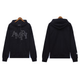 Amiri American streetwear brand logo embroidered loose vintage distressed washed casual hoodie and sweatpants unisex set
