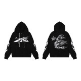 25ss American high street fashion brand HELL street heavy print terry sweatshirt casual sports hooded set for men and women