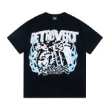 New Saint Vintage Washed Distressed Letter Print Dark American Style Loose Short Sleeve T-Shirt