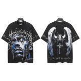 New Hellstar high-quality vintage washed loose-fit short-sleeve T-shirt for men