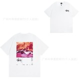 American trendy brand STU short-sleeve t-shirt in white with printed designs, casual style for couples, unisex