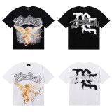 MIXED EMOTION American fashion brand Angel high street rhinestone vintage loose short-sleeve full-print unisex T-shirt