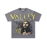 25ss cross-border foreign trade VALL trendy high street retro washed distressed street style direct-print rhinestone short-sleeve unisex T-shirt