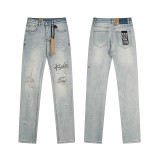 Cross-border foreign trade KS new American retro basic high street ripped and patched trendy cool straight men's jeans