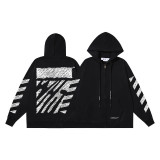 25ss American fashion high street OFF series autumn and winter OW arrow stripe trendy casual unisex loose hooded sweatshirt
