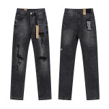 Cross-border foreign trade KS new American retro basic high street ripped and patched trendy cool straight men's jeans