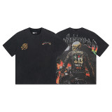25ss Summer New Godspeed American Style Trendy Rock Street Hip-Hop Vintage Washed Printed Short Sleeve