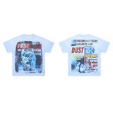 FIRST ROW LOST UTOPIA UNIVERSE CROPPED TEE white ink direct print short sleeve t-shirt for men