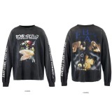 American retro SAINT MICHAEL ICON trendy brand distressed portrait hoodie for men and women, casual sweatshirt
