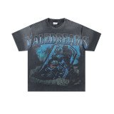 25ss cross-border foreign trade VALL trendy high street retro washed distressed street style direct-print rhinestone short-sleeve unisex T-shirt