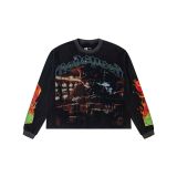 25ss Summer New Godspeed American Style Trendy Rock Street Hip-Hop Vintage Washed Printed Short Sleeve