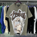 MIXED EMOTION High-Quality Fashionable High-Street Angel Rhinestone Vintage Loose-Fit Short-Sleeve Full-Print Unisex T-Shirt