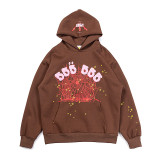 25ss high-quality Sp555der trendy high street style rhinestone embossed letter spider web hoodie for men and women