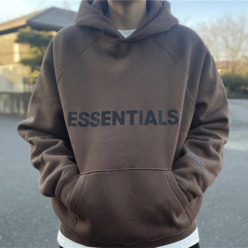 FOG Essentials Zone high-quality American streetwear flocked heat-printed fleece-lined hoodie for men