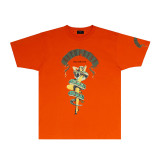 REPRESENT Summer New Vintage Lark Bird Print Loose American Style Trendy Casual Short Sleeve T-Shirt for Men and Women