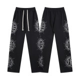 25ss Cross-Border Foreign Trade MIXED EMOTION American Streetwear High Street Retro Printed Hoodie Sweatshirt Set