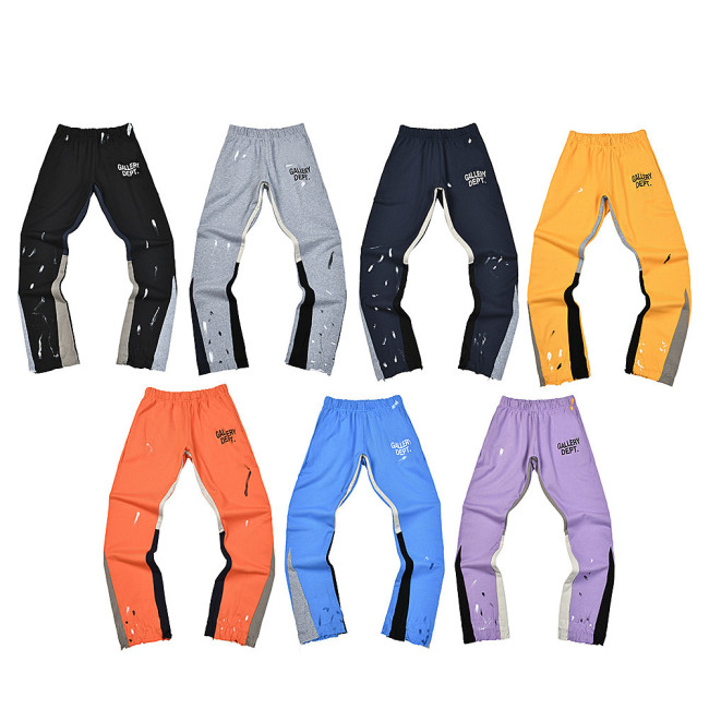 25ss European and American trendy brand GALLERY DEPT hand-painted splatter ink graffiti print patchwork pure cotton sweatpants casual trousers
