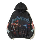 Godspeed Cross-Border 25ss Fall/Winter New Direct Print Washed Vintage Pure Cotton Hip-Hop American Style Hoodie Sweatshirt