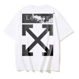 25ss European and American cross-border fashion high street OFF-WHITE high-quality printed graffiti loose short-sleeve T-shirt for men and women