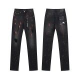 Ksubi trendy brand Purple new AM splatter-print high street retro ripped casual slim-fit jeans for men and women