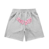 Sp555der American fashion brand high street foam letter logo shorts, summer loose-fitting knee-length shorts, unisex