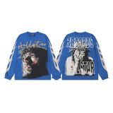 25ss Cross-Border Foreign Trade Hellstar American Style Trendy Brand High Street Washed Distressed Vintage Print Long Sleeve T-Shirt