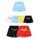 Cross-border hip-hop European and American trendy shorts 555555 spider web letter loose Sp5der shorts for men in stock for summer