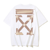 American streetwear brand OFF OW arrow graffiti print heavy-duty street style summer short-sleeve high street casual T-shirt for men and women