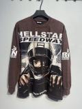 Cross-border high street fashion brand Hellstar skull lightning print washed vintage long-sleeve sweatshirt
