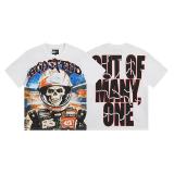 26ss cross-border foreign trade European and American trendy brand GOD high street washed distressed printed spliced vintage short-sleeve T-shirt for men and women
