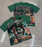 25ss Summer New Godspeed American Style Trendy Rock Street Hip-Hop Vintage Washed Printed Short Sleeve