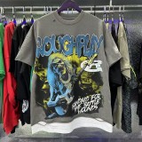 Rough Play retro print high street casual washed distressed unisex short-sleeve T-shirt vest ins street fashion