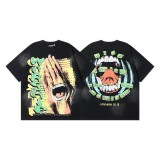25ss Summer New Arrival Hellstar Fashionable High Street Washed Vintage Print Loose Short Sleeve T-Shirt Unisex
