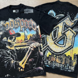 Cross-border foreign trade American fashion high street skull rock band washed casual loose short-sleeve t-shirt for men and women