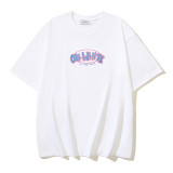25ss American style trendy brand high-quality off-shoulder short-sleeve T-shirt with melting arrow gradient starry sky ink splatter design for men and women
