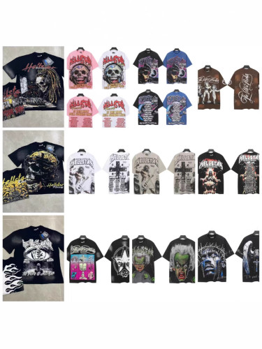 Cross-border American Hell Star niche trendy brand retro print casual loose round-neck short-sleeve T-shirt