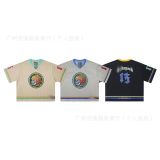 25ss Cross-Border Foreign Trade GOD American Trend Washed Vintage Skull High-Definition Print White Ink Direct Print Loose Fit Short Sleeve T-Shirt for Men