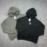 25ss Cross-Border Foreign Trade Mertra Fashionable Street Style Embroidered Letter Patchwork Color-Block Hooded Sweatshirt with Fleece for Men and Women