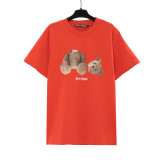 Correct version of the PA trendy brand short-sleeve T-shirt with decapitated bear, palm tree, high street style, ins teddy bear, shark, for men and women, couple's T-shirt