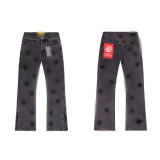 Cross-border foreign trade GOD trendy high street rock band washed vintage embroidered men's denim flared pants