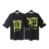 Foreign trade cross-border wholesale pa angel trendy brand coconut tree flame letter logo graffiti paint short-sleeve T-shirt for men and women