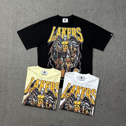 American high street niche fashion brand summer new skull figure basketball print retro loose round neck short sleeve T-shirt