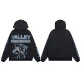 25ss high-quality VAL trendy high street vintage washed distressed white ink direct-print hoodie unisex sweatshirt