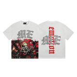MIXED EMOTION American Fashion High Street Retro Loose Rhinestone Summer Pure Cotton Short Sleeve T-Shirt Unisex
